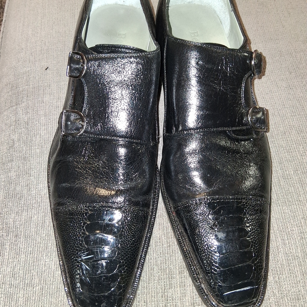 Genuine Black Leather Ostrich Dlb Shoes - Picture 2 of 5